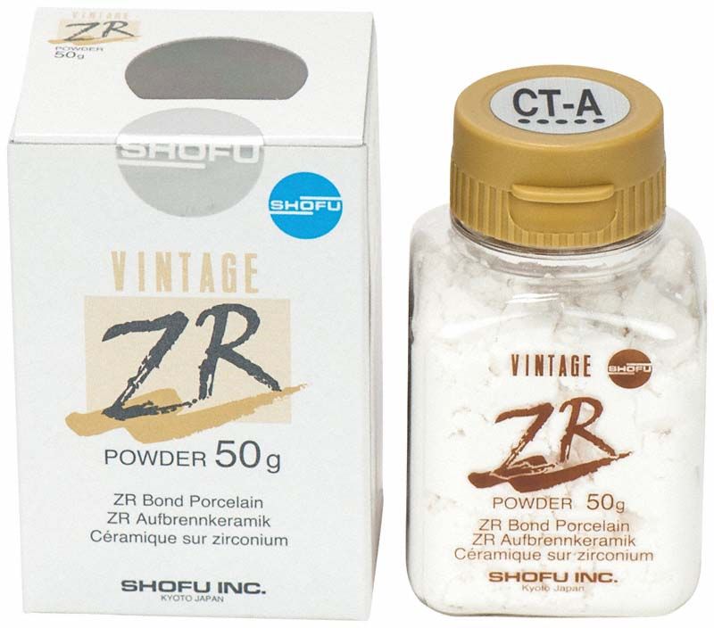 Vintage ZR Cervical Transluzent CT-A 50g, Pulverflasche neben Verpackung.