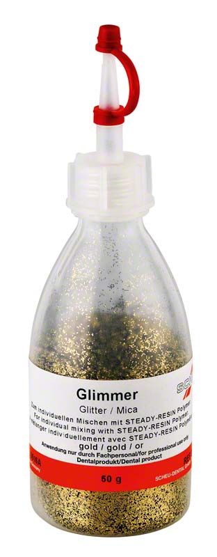 Glimmer Gold Glitzerflasche mit rotem Dosieraufsatz, 60 g.