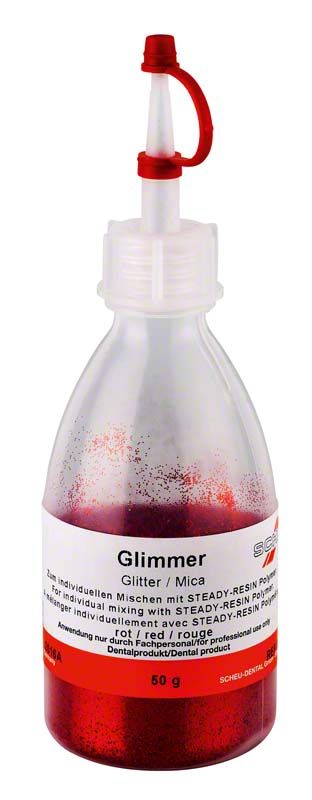 Glimmer rot in transparenter Flasche mit Dosierspitze, 60 g