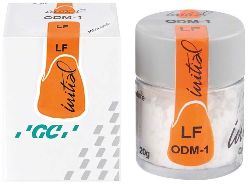 GC Initial LF Opaque Dentin Modifier ODM-1 im Glasbehälter mit Verpackung.