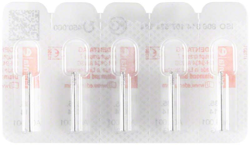 Verpackung mit vier Diamant FG 835 014 Dentalbohrern.