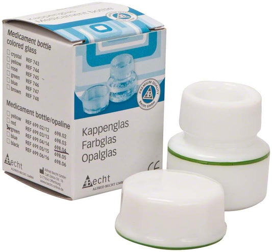 Kappenglas Simplex-Opalglas mit grünem Ring und Verpackung.