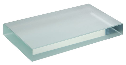 Glasblock mit beidseitig glatter Oberfläche in rechteckiger Form.