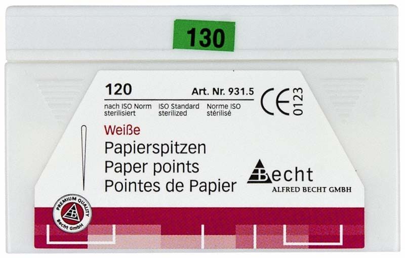 Weiße Papierspitzen Gr. 130 in Originalverpackung, 120 Stück.