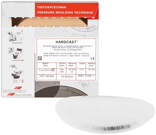 Verpackung der HARDCAST® 0,4mm Folie für dentalen Gebrauch.