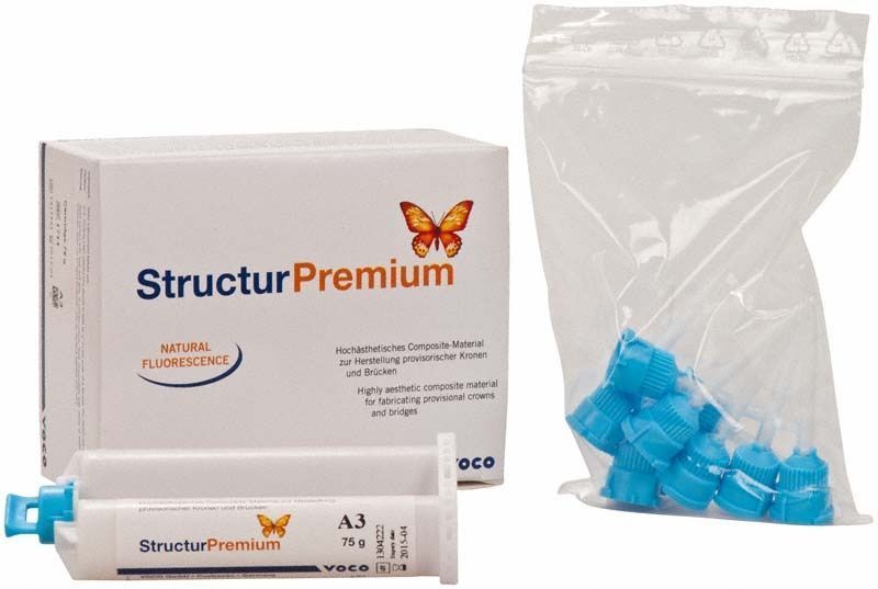 Structur Premium Kartusche A3 75g mit Verpackung und Mischkanülen.