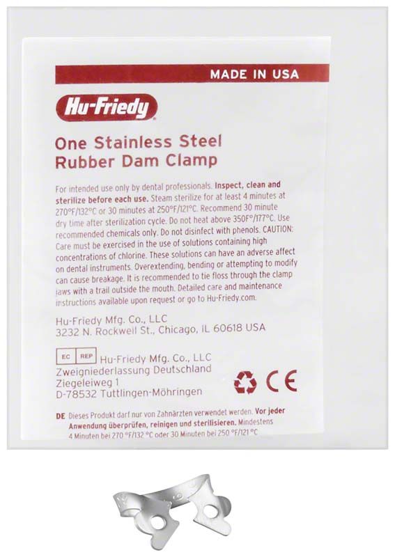 Kofferdam-Klammer Satin Steel Figur 209 für UK Prämolaren mit Verpackung.
