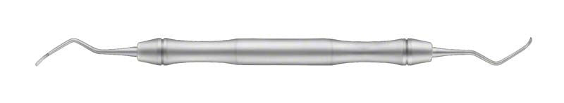 Universalkürette LiquidSteel® COLUMBIA 4R-4L aus Edelstahl mit doppelseitiger Spitze.