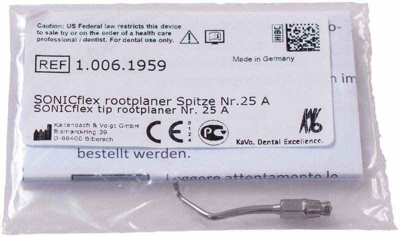 SONICflex rootplaner Spitze Form 25A, kontrawinklig klein rechts, in Verpackung.