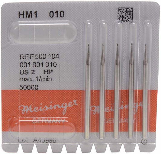 Hartmetallbohrer HM1 010 HP in Blisterverpackung mit fünf Bohrern.