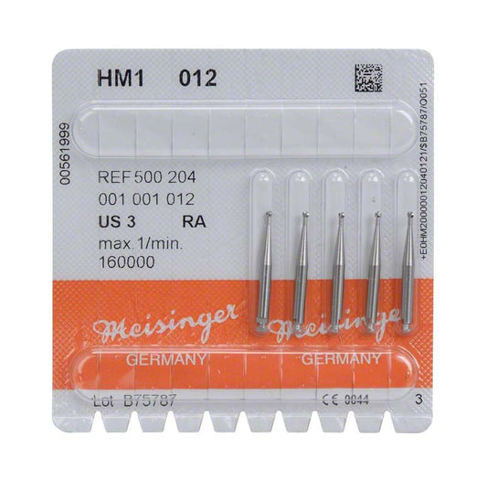Hartmetallbohrer HM1 012 RA in Originalverpackung mit fünf Bohrern.