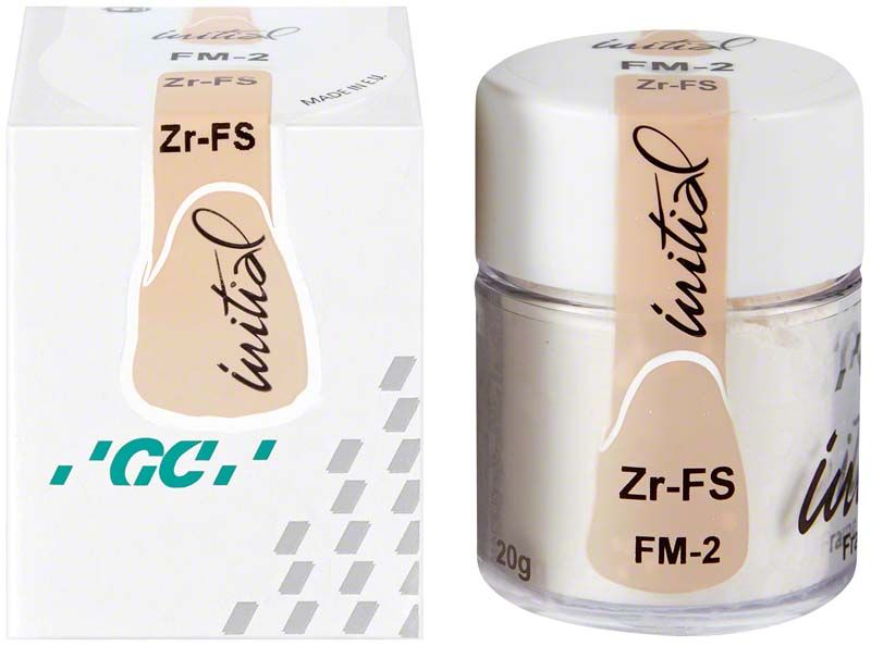 GC Initial Zr-FS FM-2 Keramikpulver im 20g Behälter mit Verpackung.
