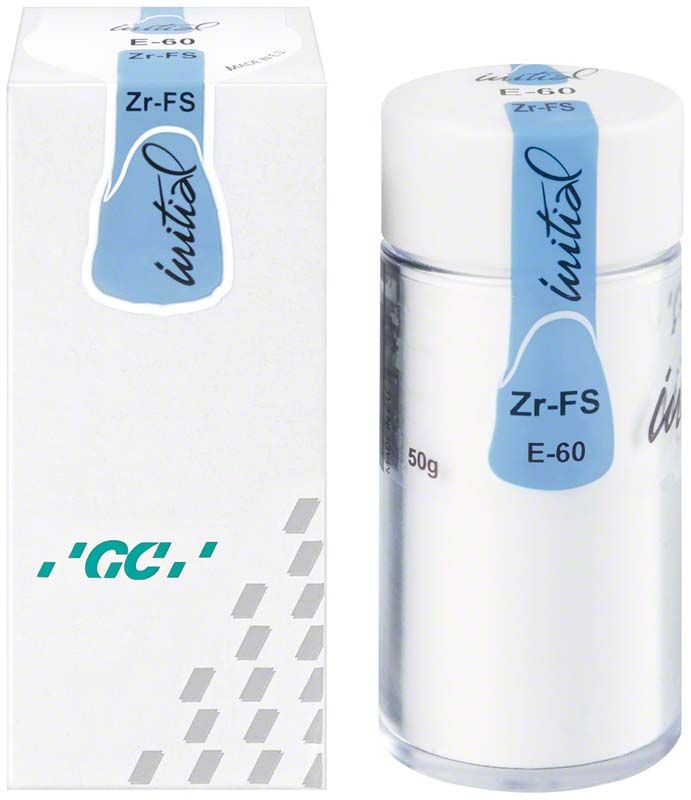 GC Initial Zr-FS Enamel 50g E-60 Verpackung und Flasche.