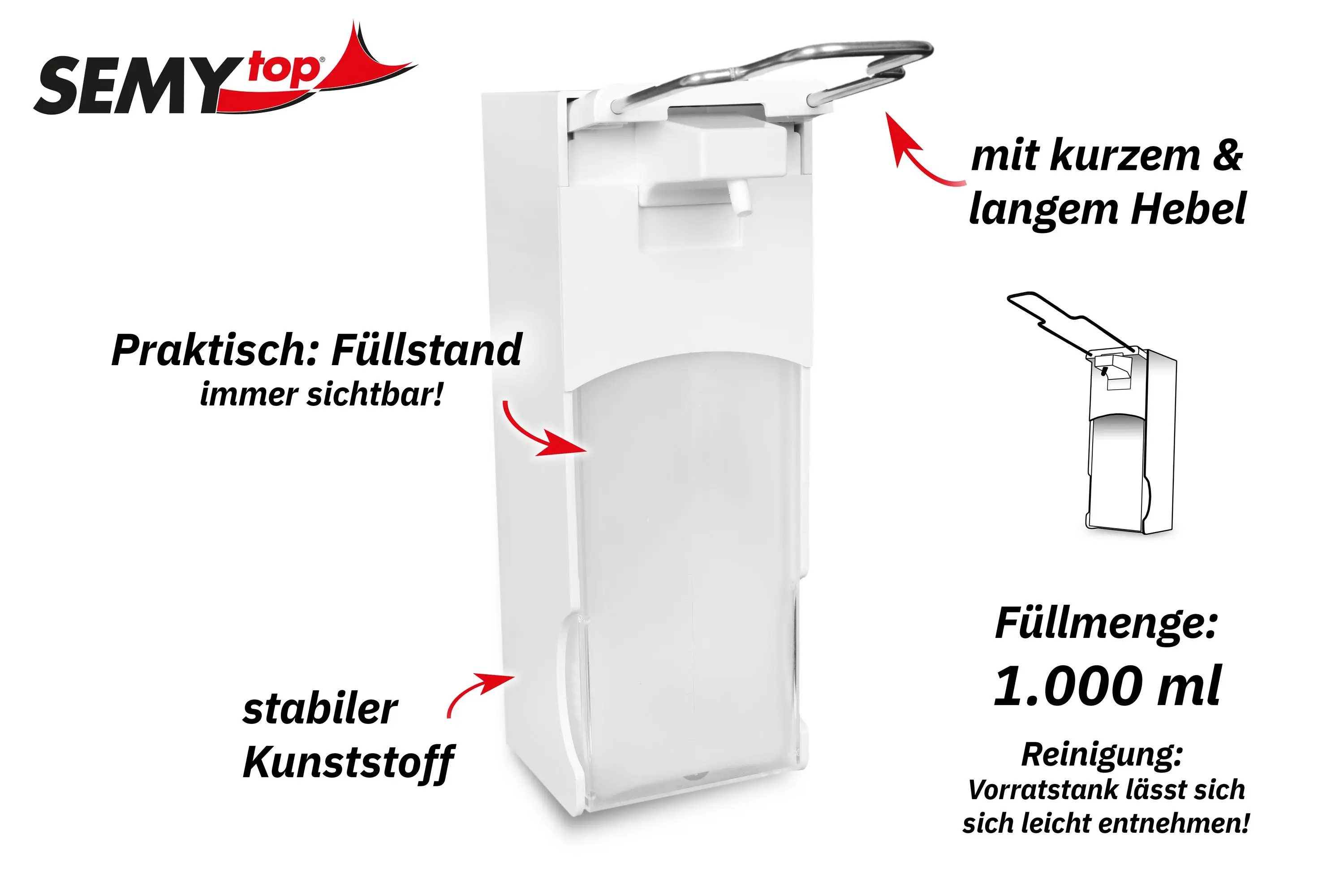 Armhebel - Dosierspender für 1000 ml Füllmenge