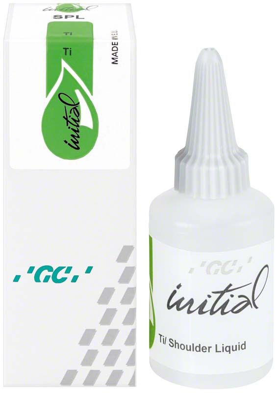 GC Initial Ti Shoulder Liquid 25ml Flasche und Verpackung mit grünem Logo.