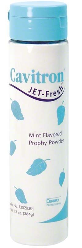 Cavitron Jet-Fresh Pulver 364g mit Pfefferminzgeschmack auf weißem Hintergrund