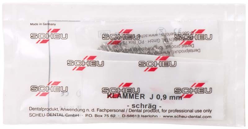 Verpackung mit J-Klammer schräg Ø 0,9mm, 100 Stück, von medic-star.