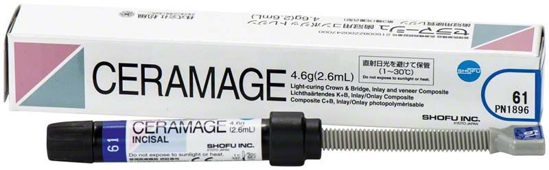 Ceramage Schneide 61 Verblendkunststoff von Shofu Dental mit Verpackung.