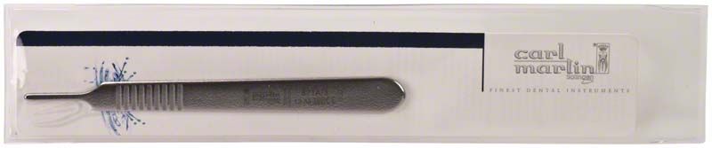 Skalpellgriff Figur 3 aus Edelstahl für Dentalchirurgie in Verpackung.