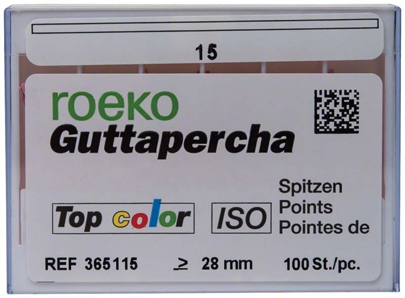 ROEKO Guttapercha-Spitzen Top color Schiebeschachtel mit Farbkodierung Gr. 015.