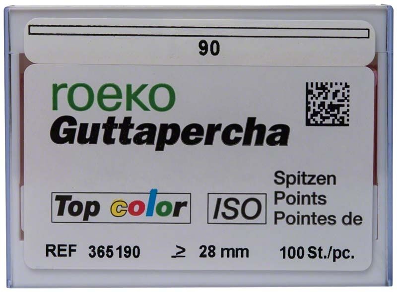 ROEKO Guttapercha-Spitzen Top color Schiebeschachtel, Gr. 090, weiß, 100 Stück.
