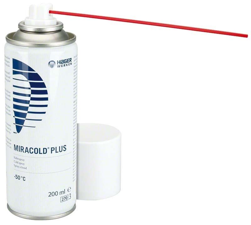 Miracold plus Kältespray mit rotem Sprührohr und Orangenaroma.