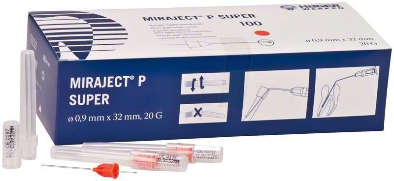 Miraject P Super Applikationskanülen 20G in Verpackung mit mehreren Nadeln.