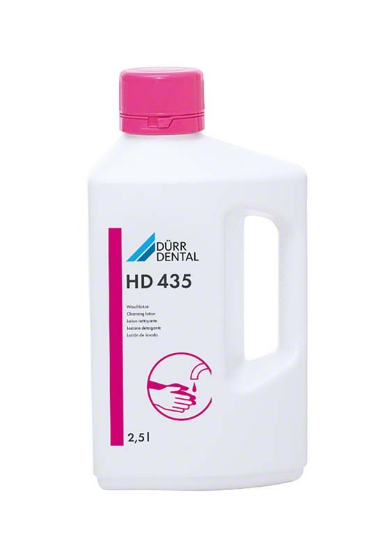 Flasche der HD 435 Waschlotion mit rosa Verschluss, 2,5 Liter.