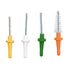 Vier Pic-Brush® Ersatzbürsten in verschiedenen Farben und Größen für die Interdentalreinigung.