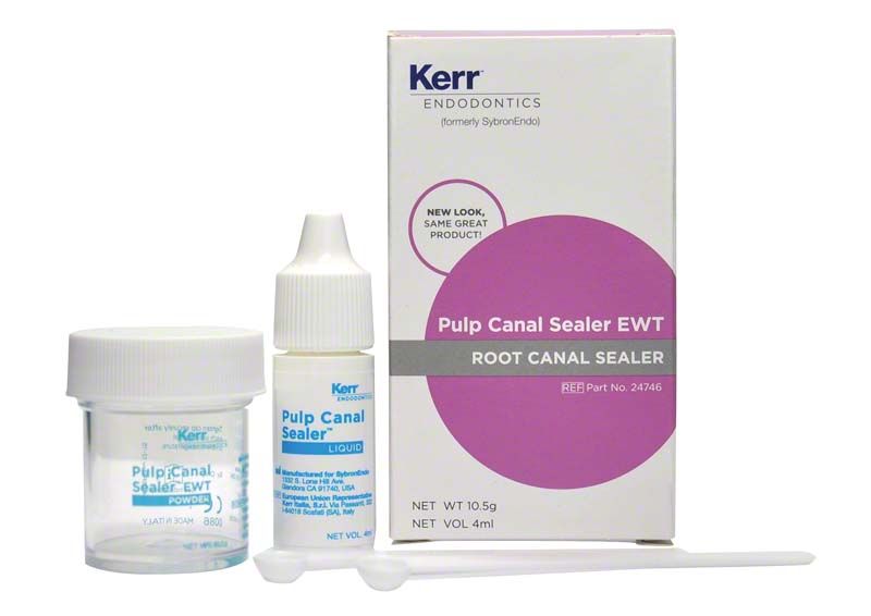 Pulp Canal Sealer EWT Set mit Basis, Katalysator und Spatel.