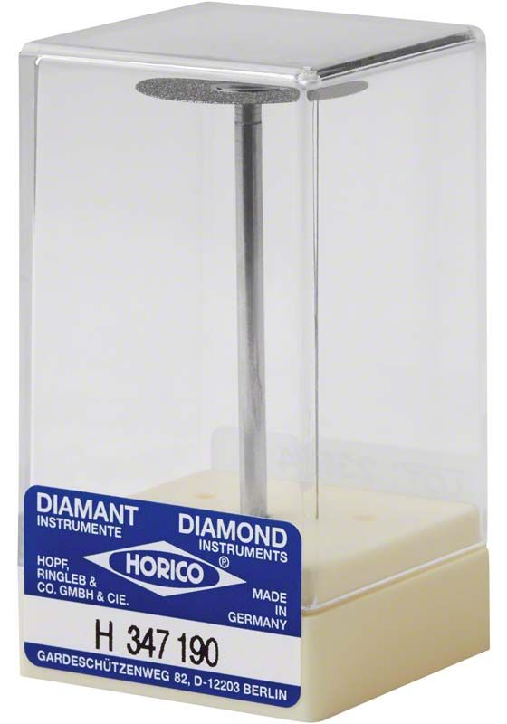 Diamantscheibe H 347 190 in transparenter Verpackung mit blauem Etikett.