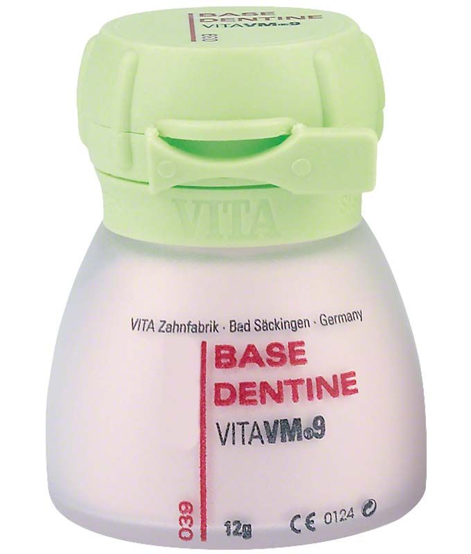 VITA VM9 Base Dentin 12g Keramikdose mit grünem Deckel.