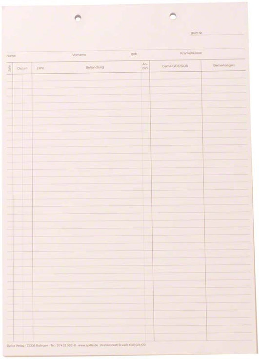 Image of Krankenblatt B DIN A5 weiß