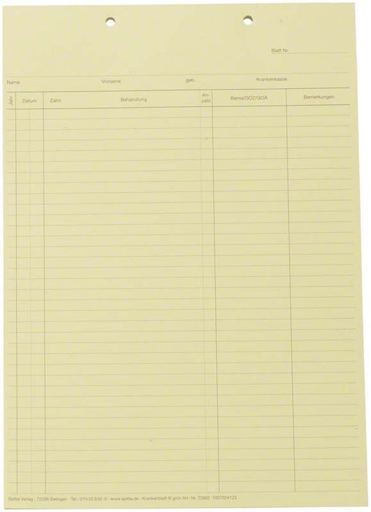 Image of Krankenblatt B DIN A5 blau