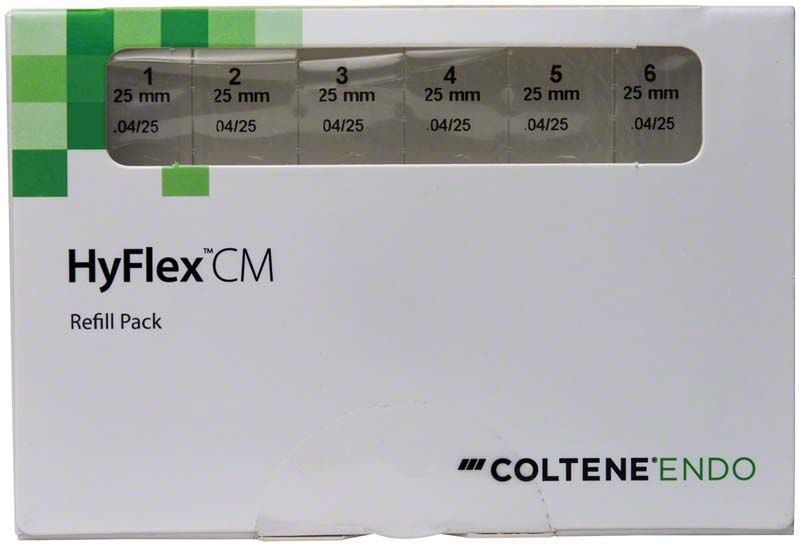 HyFlex™ CM NiTi-Feilen 25mm Gr. 04/25 in weißer Verpackung.