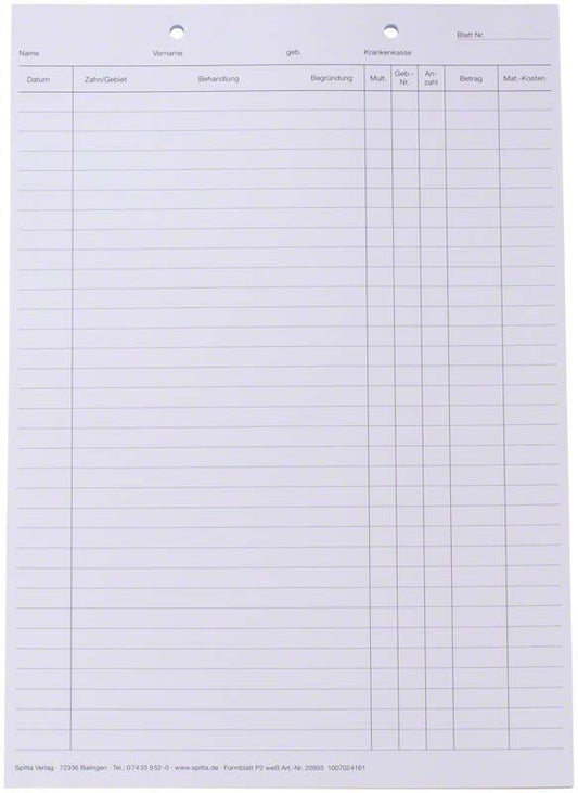 Image of Krankenblatt P1 DIN A5