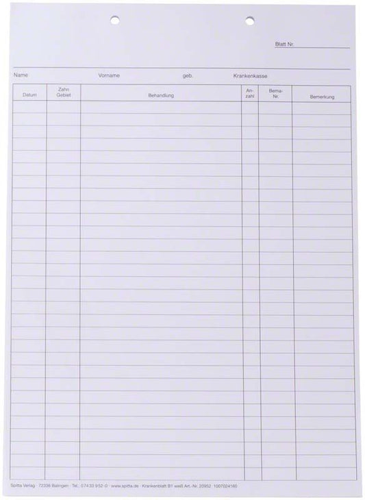 Image of Krankenblatt A5 B1 weiß
