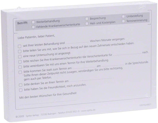 Image of Formulare 100 St. Mitteilung/ Erinnerung Pat. A6