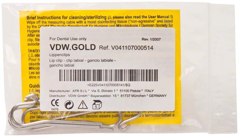 VDW.GOLD Lippenclip mit Verpackung und Gebrauchsanweisung.