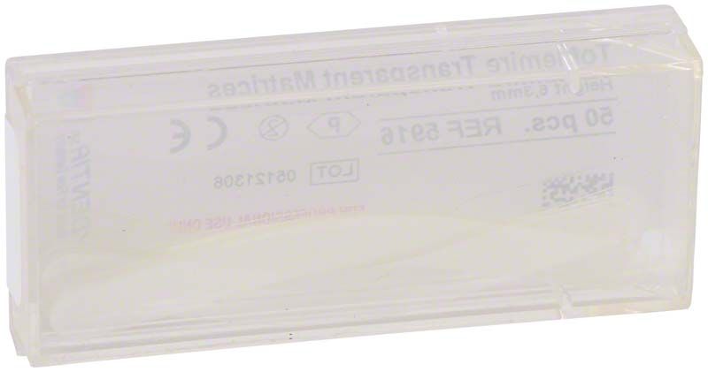 Packung Tofflemire Matrizen 6,3mm 50 Stück transparent für Zahnmedizin.