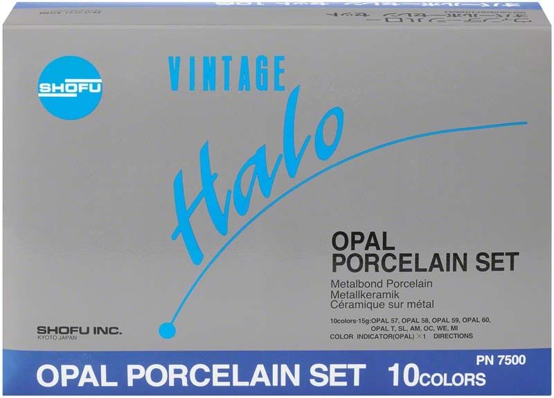 VINTAGE Halo Opal Porcelain Set Verpackung mit 10 Farben, 15g je Farbe.