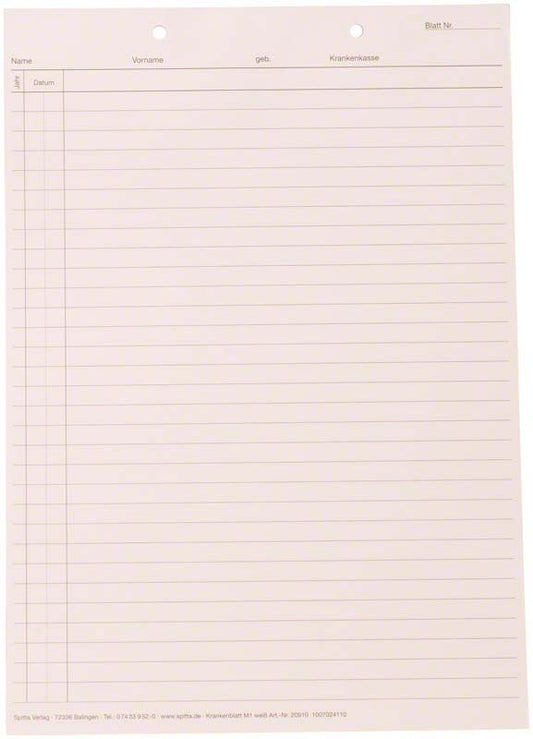 Image of Krankenblatt A5 M1 weiß