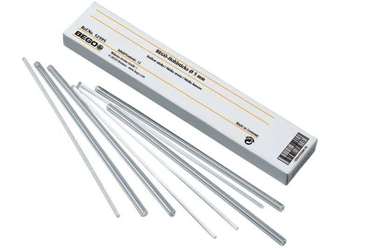 BEGO Hohlsticks für Gußkanäle mit Verpackung und mehreren Sticks.