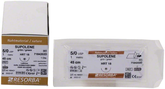Image of RESORBA® SUPOLENE Nahtmaterial HRT 18 5/0 45cm 12er