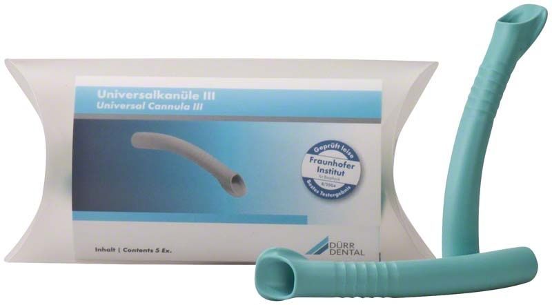 Universalkanülen III türkis 5er für geräuscharme Absaugung in Zahnbehandlungen.