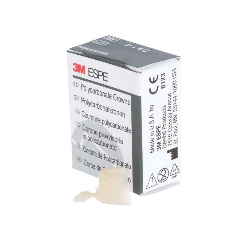 Polycarbonat-Krone Prämolar Nr. 40 vor Verpackung von 3M.