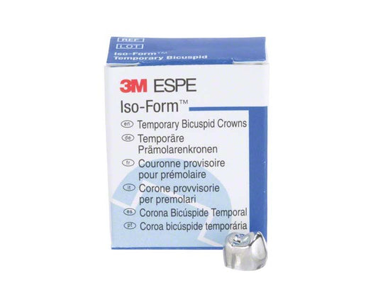 Iso-Form Kronen Prämolaren OK U-40 Verpackung mit Krone im Vordergrund.