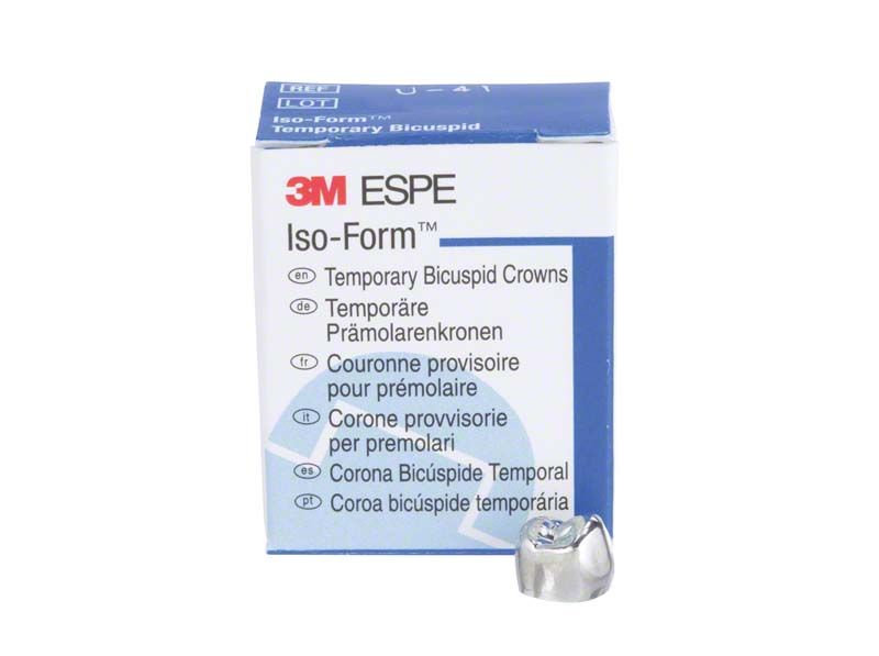 Iso-Form Kronen Prämolaren OK U-41 in blauer Verpackung.