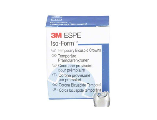 Iso-Form Kronen Prämolaren OK U-50 Verpackung mit Krone im Vordergrund