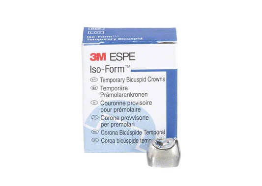 Iso-Form Prämolarenkrone U-58 neben Originalverpackung.